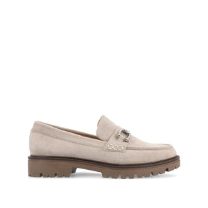 JESSAMEY HORSE BIT LOAFER FLATS IN WIDE - Grey Faux Suede