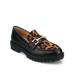 JESSAMEY HORSE BIT LOAFER FLATS - Leopard Faux