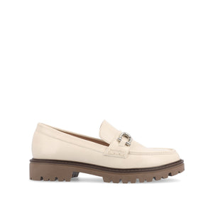 JESSAMEY HORSE BIT LOAFER FLATS IN WIDE - Off White Vegan Leather