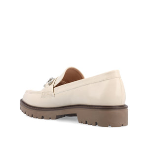 JESSAMEY HORSE BIT LOAFER FLATS IN WIDE - Off White Vegan Leather