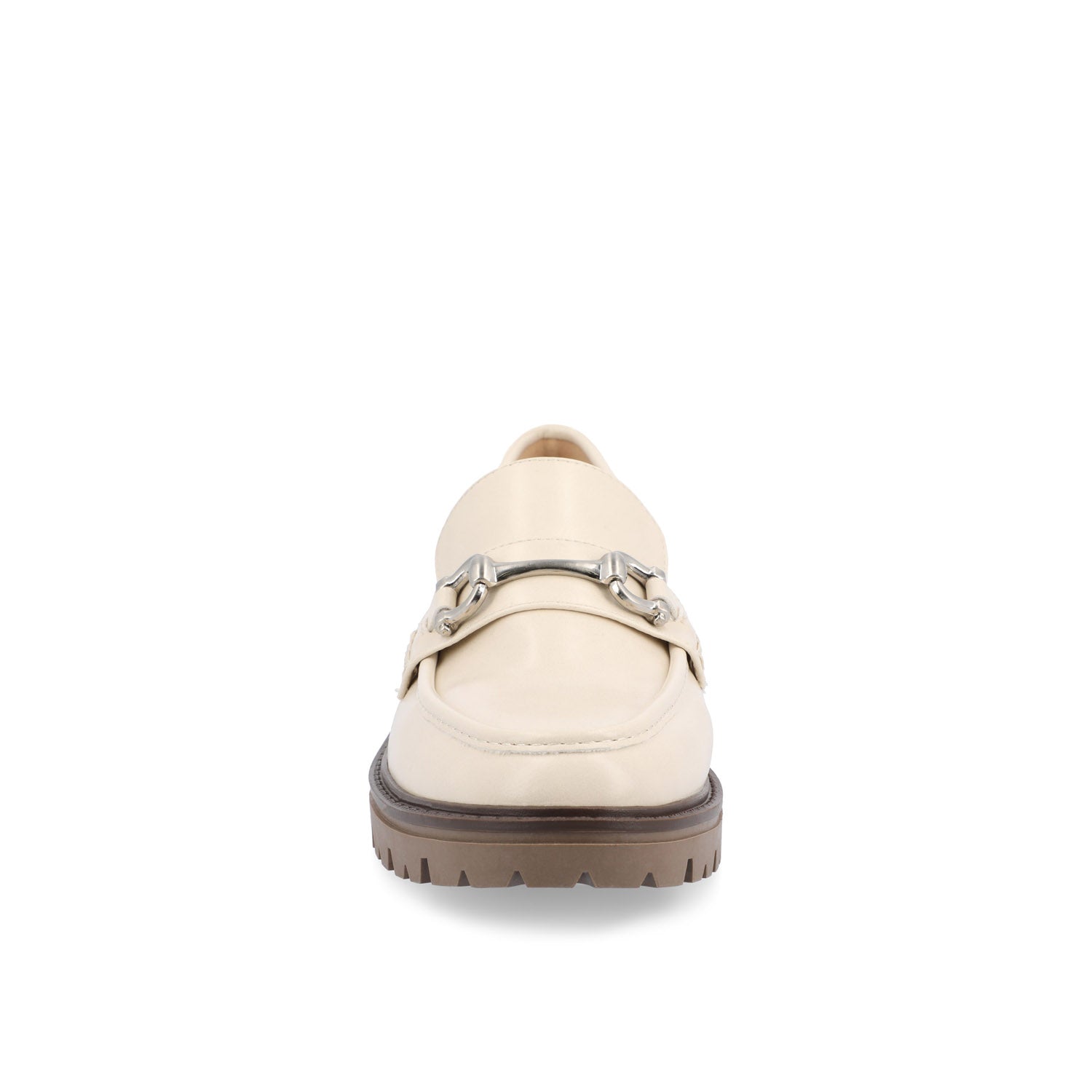 JESSAMEY HORSE BIT LOAFER FLATS IN WIDE - Off White Vegan Leather