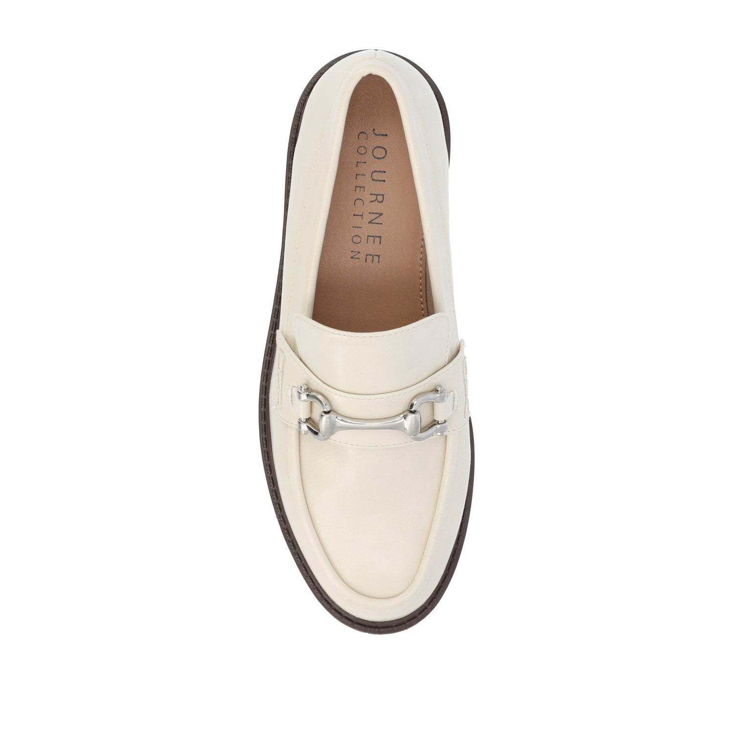 JESSAMEY HORSE BIT LOAFER FLATS IN WIDE - Off White Vegan Leather
