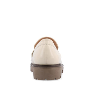 JESSAMEY HORSE BIT LOAFER FLATS IN WIDE - Off White Vegan Leather