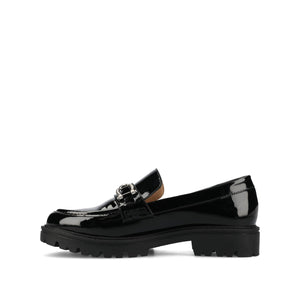 JESSAMEY HORSE BIT LOAFER FLATS - Black Patent Leather