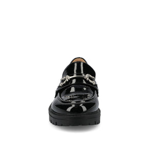 JESSAMEY HORSE BIT LOAFER FLATS - Black Patent Leather