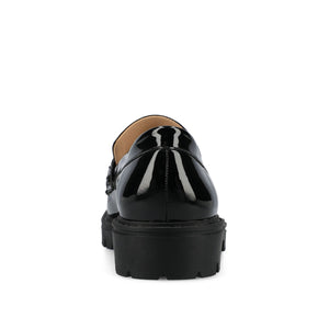 JESSAMEY HORSE BIT LOAFER FLATS IN WIDE - Black Patent Leather
