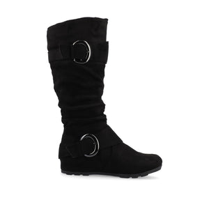 JESTER KNEE HIGH BOOTS IN WIDE CALF - Black Faux Suede