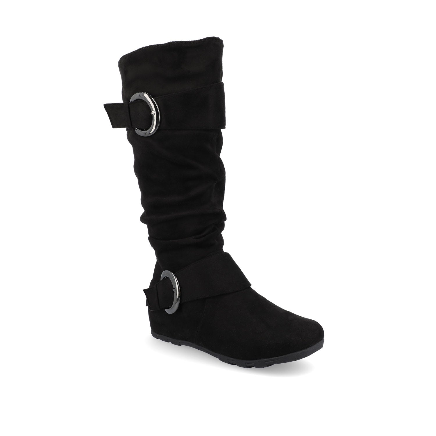 JESTER KNEE HIGH BOOTS IN X-WIDE CALF - Black Faux Suede