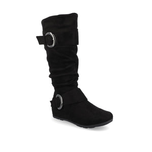 JESTER KNEE HIGH BOOTS IN X-WIDE CALF - Black Faux Suede