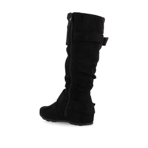 JESTER KNEE HIGH BOOTS IN WIDE CALF - Black Faux Suede