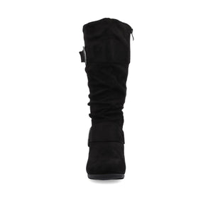 JESTER KNEE HIGH BOOTS IN X-WIDE CALF - Black Faux Suede
