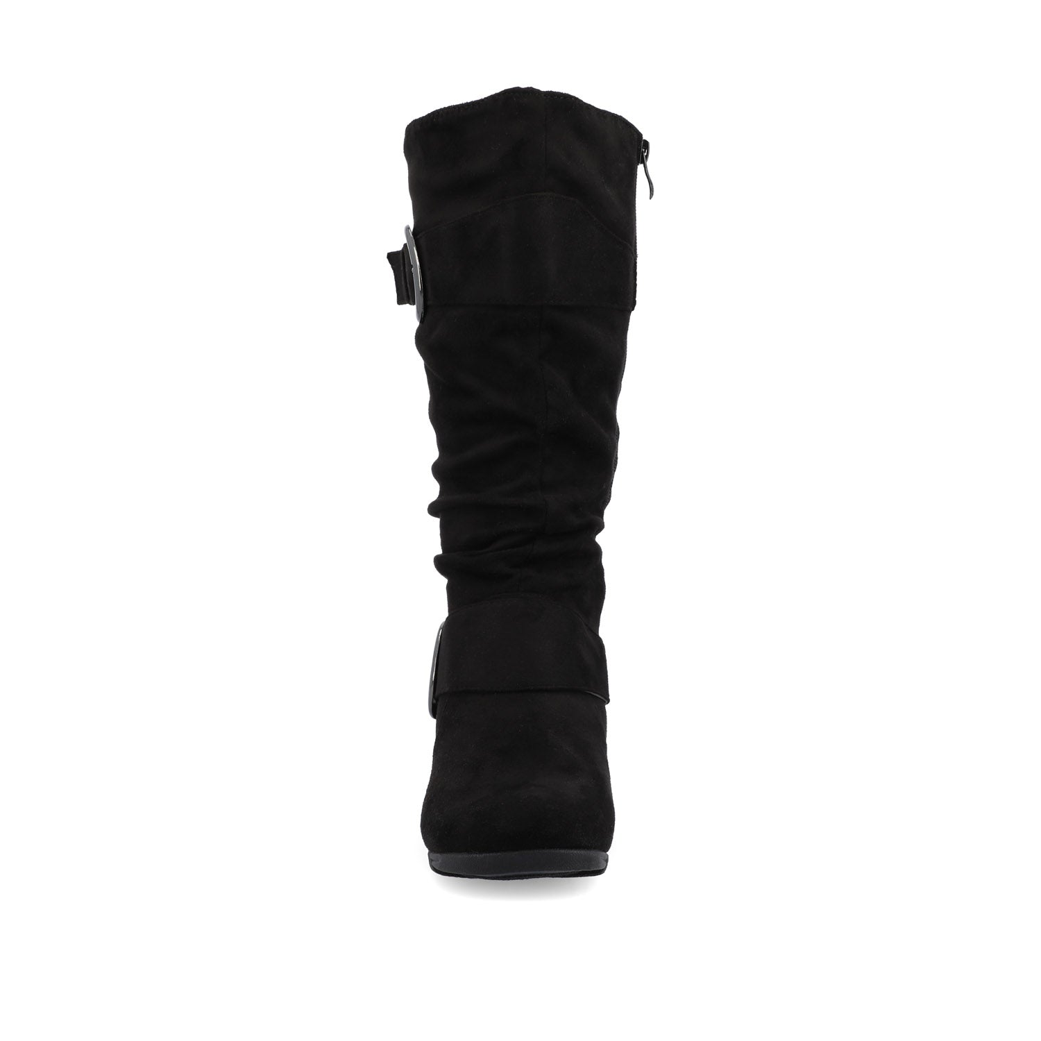 JESTER KNEE HIGH BOOTS IN WIDE CALF - Black Faux Suede