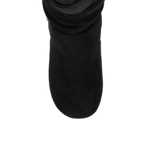 JESTER KNEE HIGH BOOTS IN WIDE CALF - Black Faux Suede