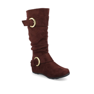 JESTER KNEE HIGH BOOTS IN WIDE CALF - Brown Faux Suede