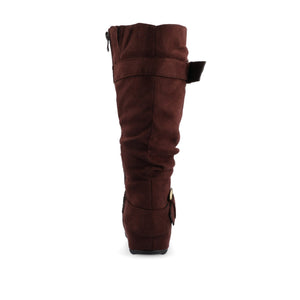 JESTER KNEE HIGH BOOTS IN FAUX SUEDE - Brown Faux Suede