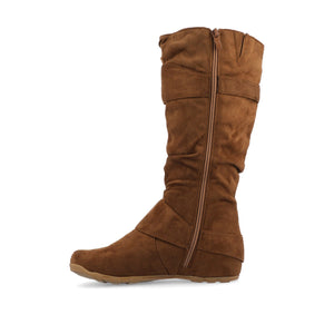 JESTER KNEE HIGH BOOTS IN WIDE CALF - Camel Faux Suede