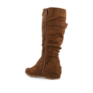JESTER KNEE HIGH BOOTS IN WIDE CALF - Camel Faux Suede