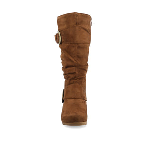 JESTER KNEE HIGH BOOTS IN FAUX SUEDE - Camel Faux Suede