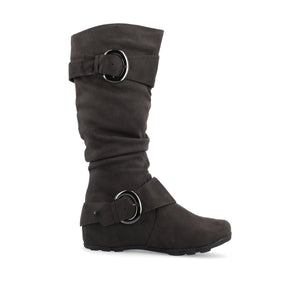 JESTER KNEE HIGH BOOTS IN X-WIDE CALF - Grey Faux Suede