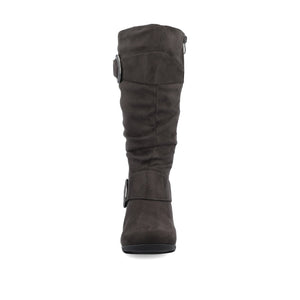JESTER KNEE HIGH BOOTS IN WIDE CALF - Grey Faux Suede
