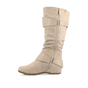 JESTER KNEE HIGH BOOTS IN FAUX SUEDE - Stone Faux Suede