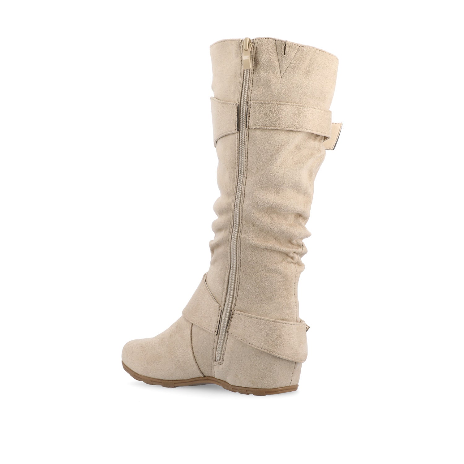 JESTER KNEE HIGH BOOTS IN FAUX SUEDE - Stone Faux Suede