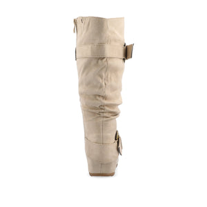 JESTER KNEE HIGH BOOTS IN FAUX SUEDE - Stone Faux Suede