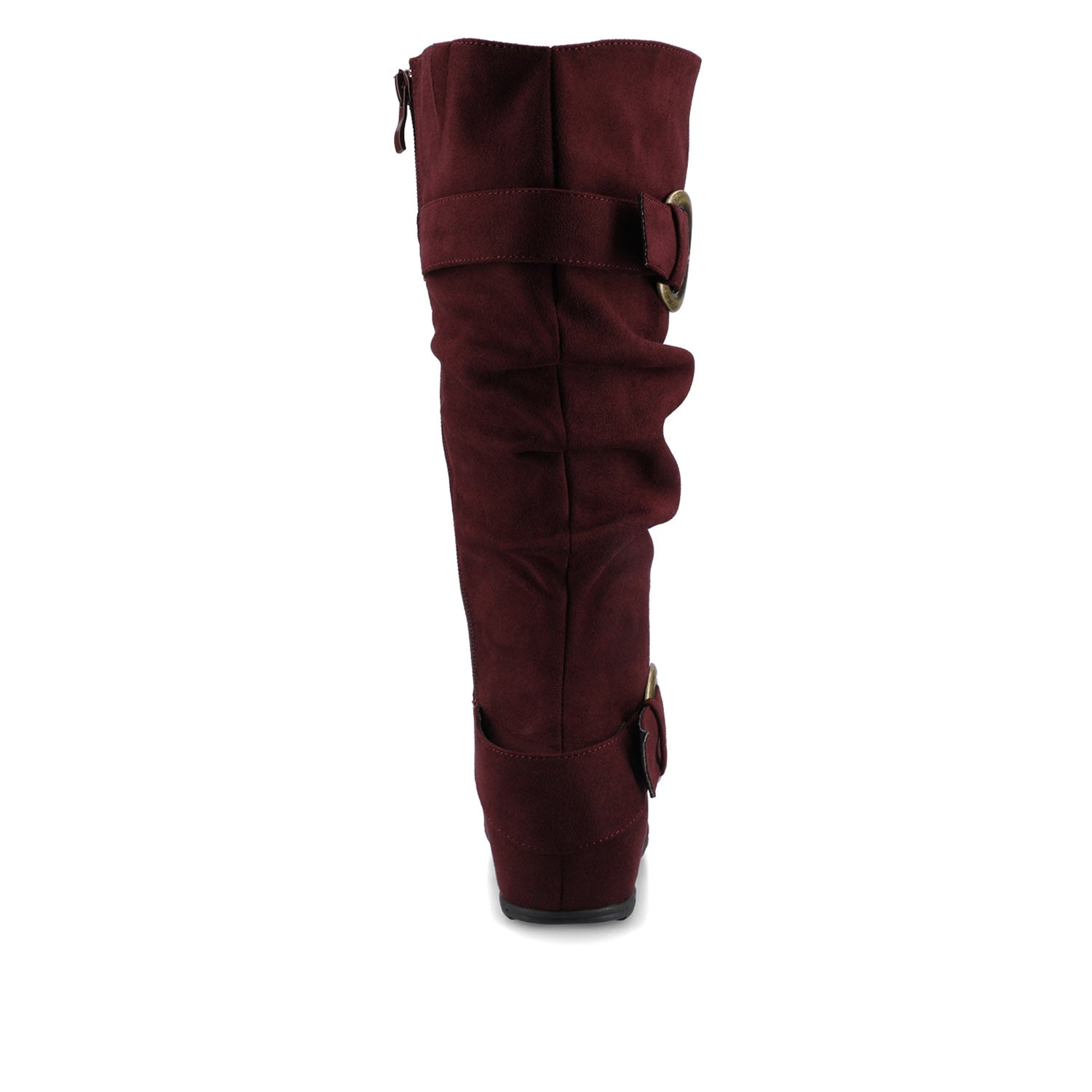 JESTER KNEE HIGH BOOTS IN WIDE CALF - Oxblood Faux Suede