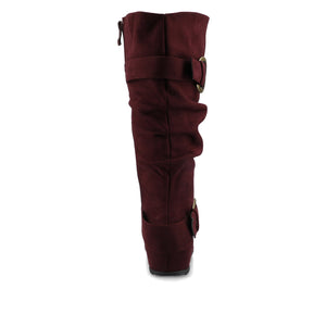 JESTER KNEE HIGH BOOTS IN WIDE CALF - Oxblood Faux Suede