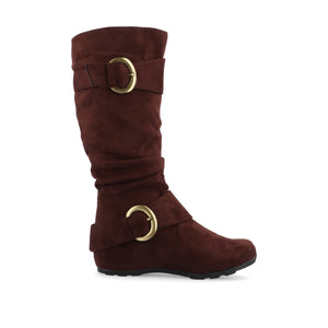 JESTER KNEE HIGH BOOTS IN X-WIDE CALF - Brown Faux Suede