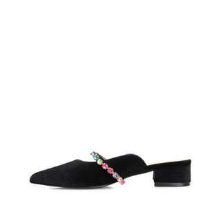 JEWEL KITTEN HEEL MULE FLATS IN VELVET