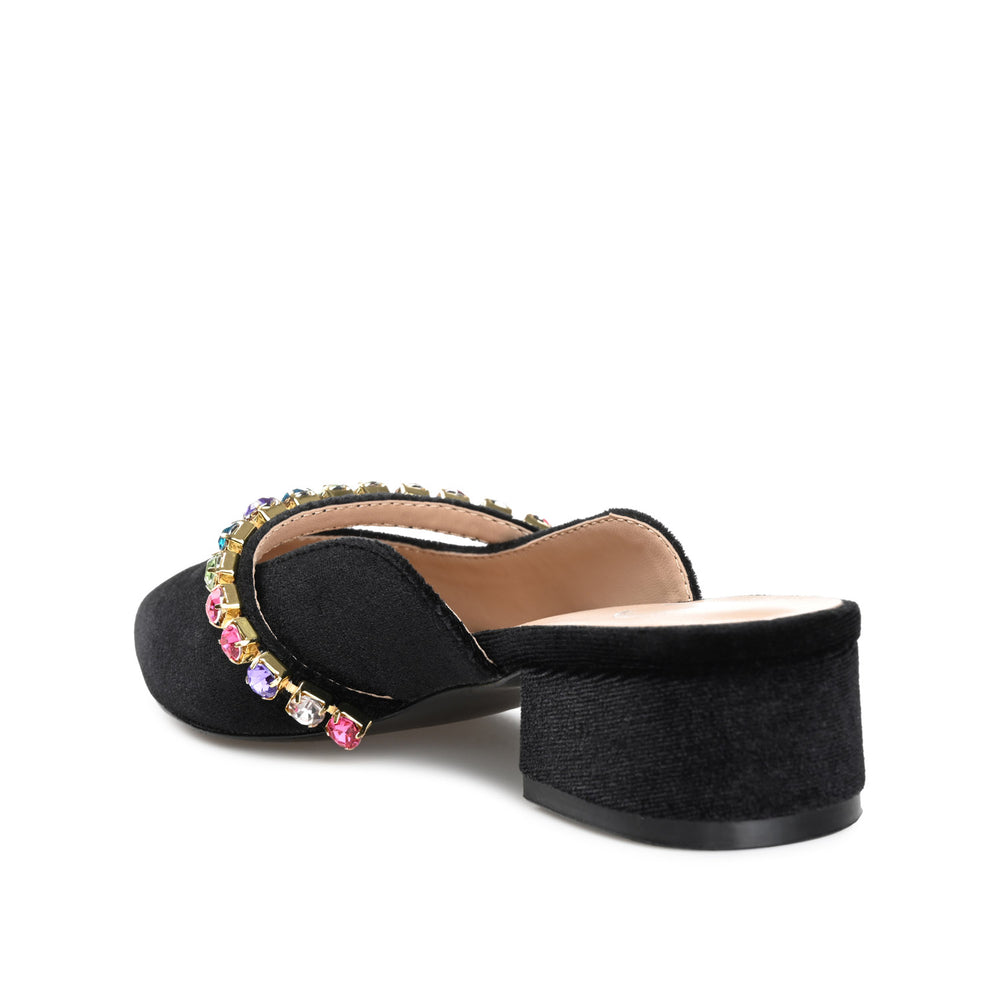 JEWEL KITTEN HEEL MULE FLATS IN VELVET