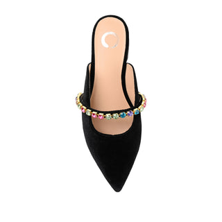 JEWEL KITTEN HEEL MULE FLATS IN VELVET