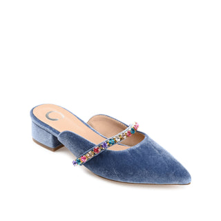 JEWEL KITTEN HEEL MULE FLATS IN VELVET