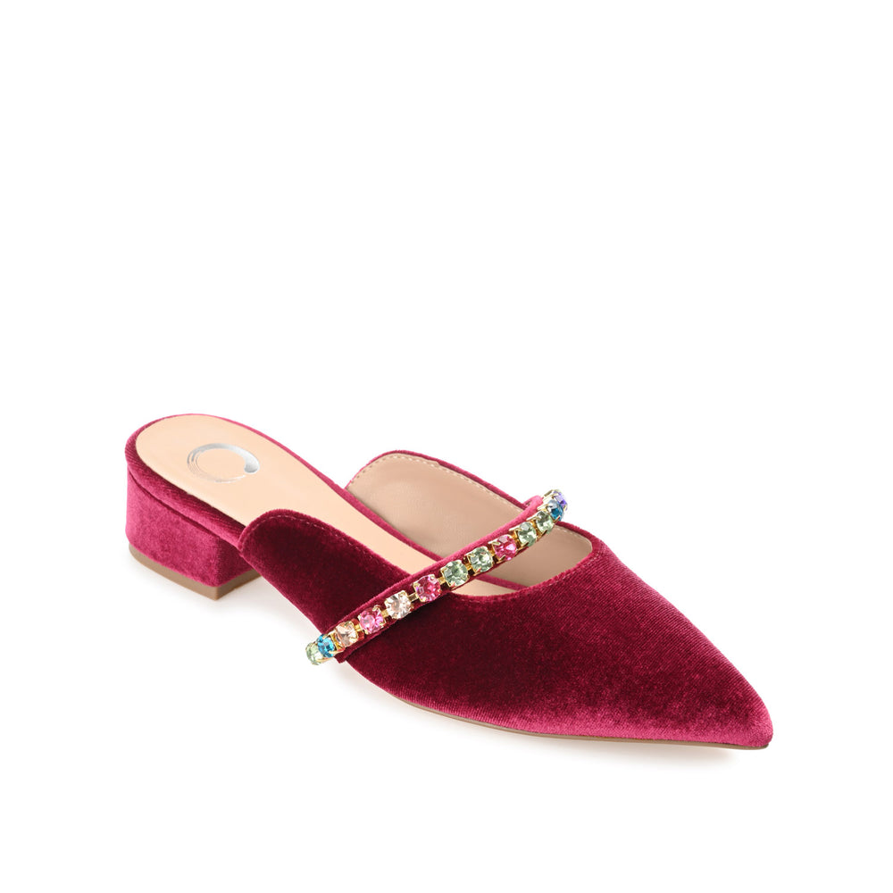 JEWEL KITTEN HEEL MULE FLATS IN VELVET