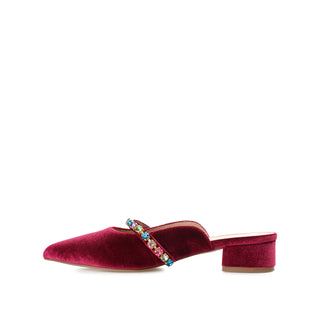 JEWEL KITTEN HEEL MULE FLATS IN VELVET