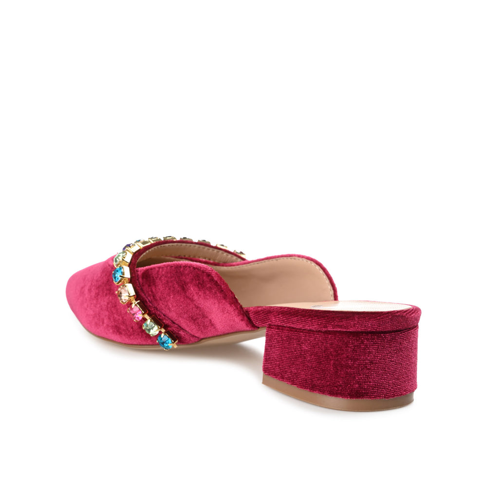 JEWEL KITTEN HEEL MULE FLATS IN VELVET