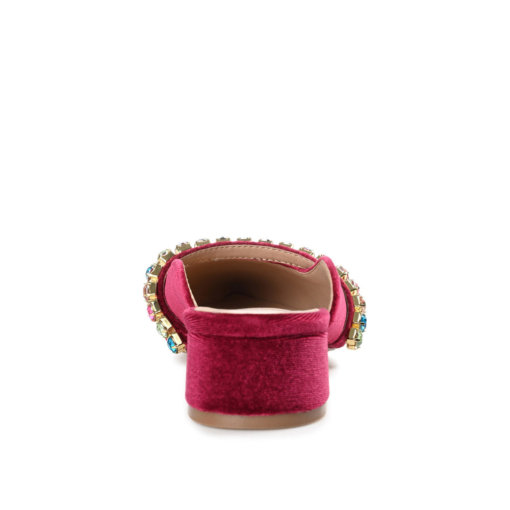 JEWEL KITTEN HEEL MULE FLATS IN VELVET