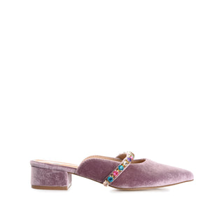 JEWEL KITTEN HEEL MULE FLATS IN VELVET