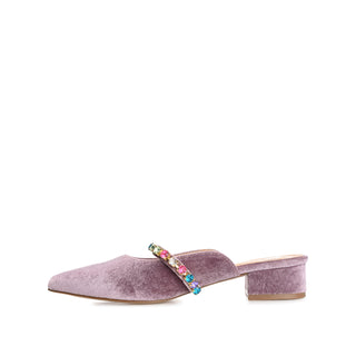 JEWEL KITTEN HEEL MULE FLATS IN VELVET