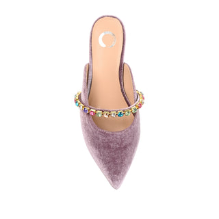 JEWEL KITTEN HEEL MULE FLATS IN VELVET