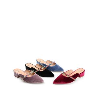 JEWEL KITTEN HEEL MULE FLATS IN VELVET