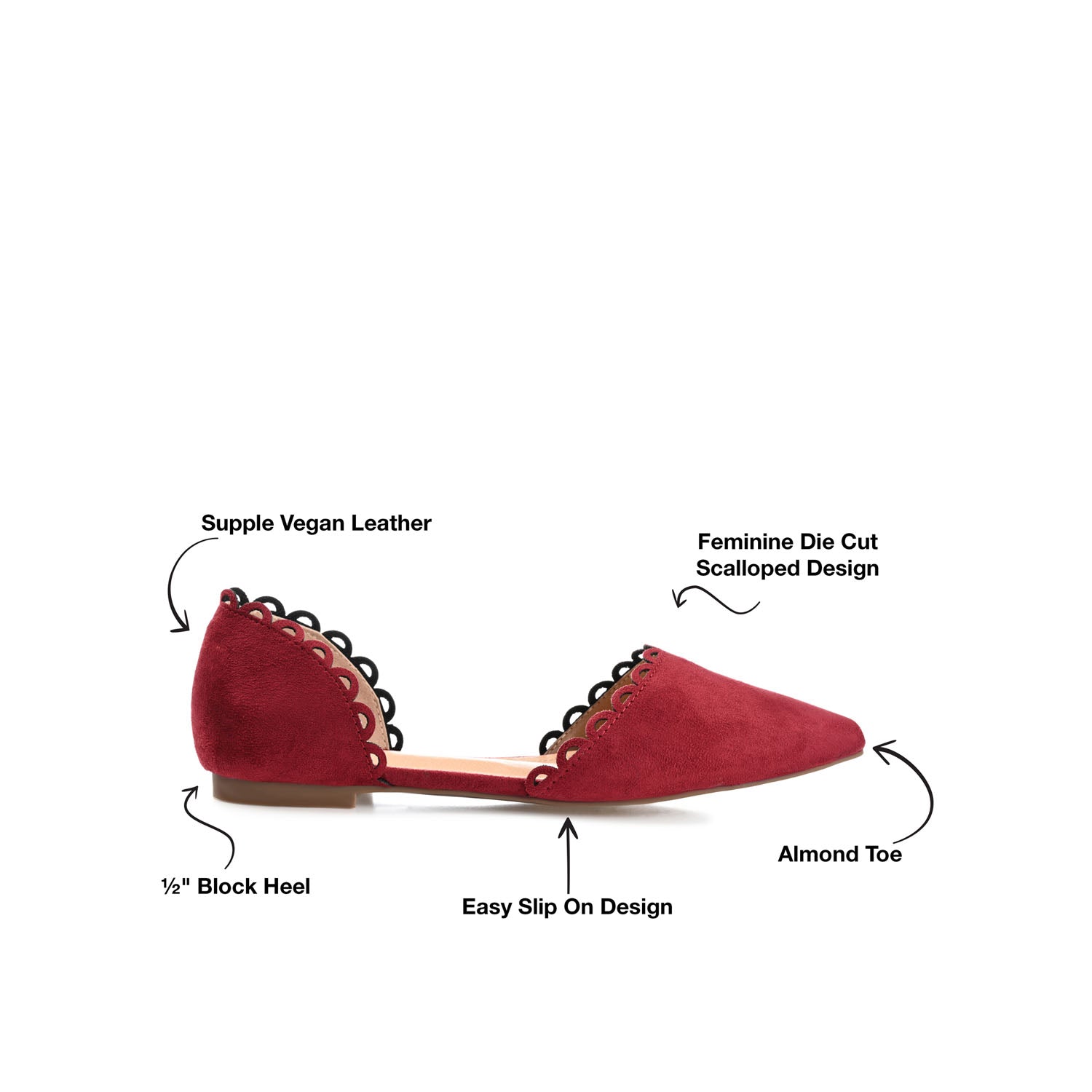 JEZLIN D'ORSAY FLATS IN FAUX SUEDE - Wine