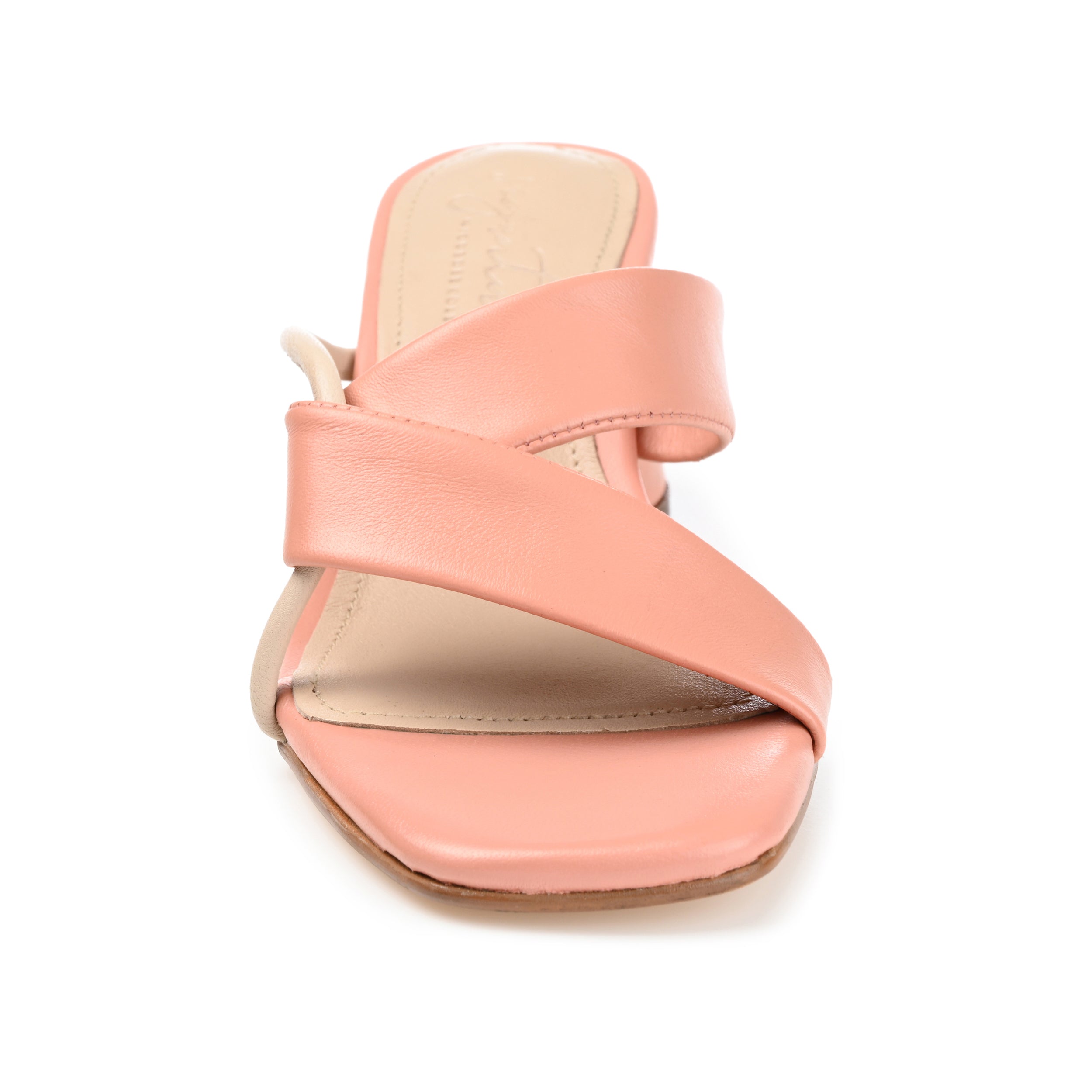 JOSSETTE BLOCK HEEL MULES IN LEATHER - Pink