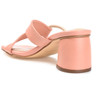 JOSSETTE BLOCK HEEL MULES IN LEATHER - Pink