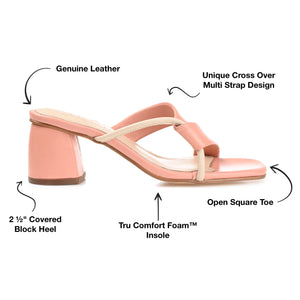 JOSSETTE BLOCK HEEL MULES IN LEATHER - Pink