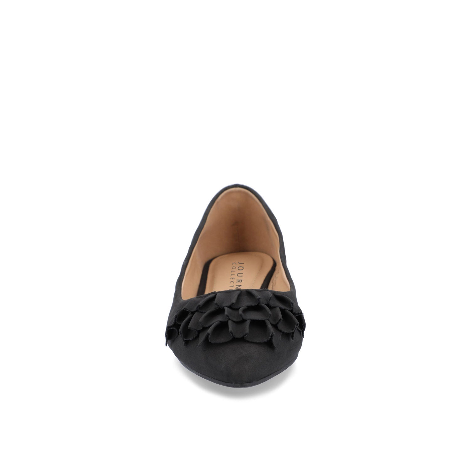 JUDY RUFFLED BALLET FLATS IN WIDE - Black PU