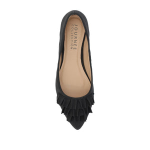 JUDY RUFFLED BALLET FLATS IN WIDE - Black PU