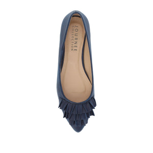 JUDY RUFFLED BALLET FLATS IN WIDE - Blue PU