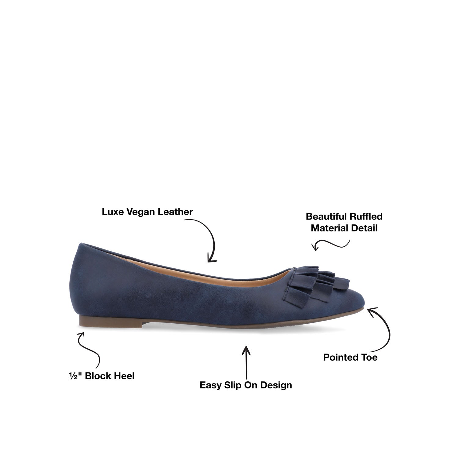 JUDY RUFFLED BALLET FLATS IN WIDE - Blue PU